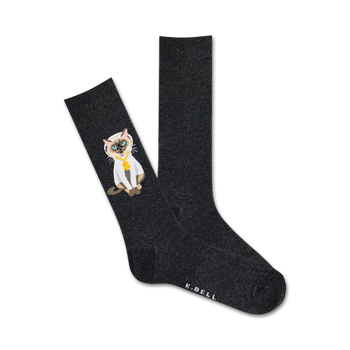 hood cat  cats themed mens black novelty crew socks