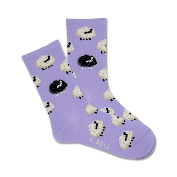 black sheep sheep themed womens purple novelty crew socks