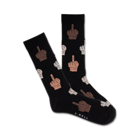 middle finger update middle fingers themed mens black novelty crew socks
