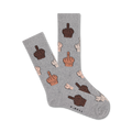 Lifestyle shot of the grey version of the 'Middle Finger Update' socks.
