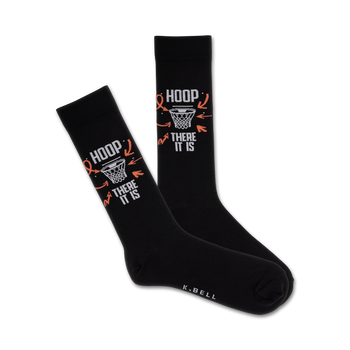 hoop there it is basketball themed mens black novelty crew socks