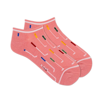 womens ankle pink golf club pattern club repeat socks    