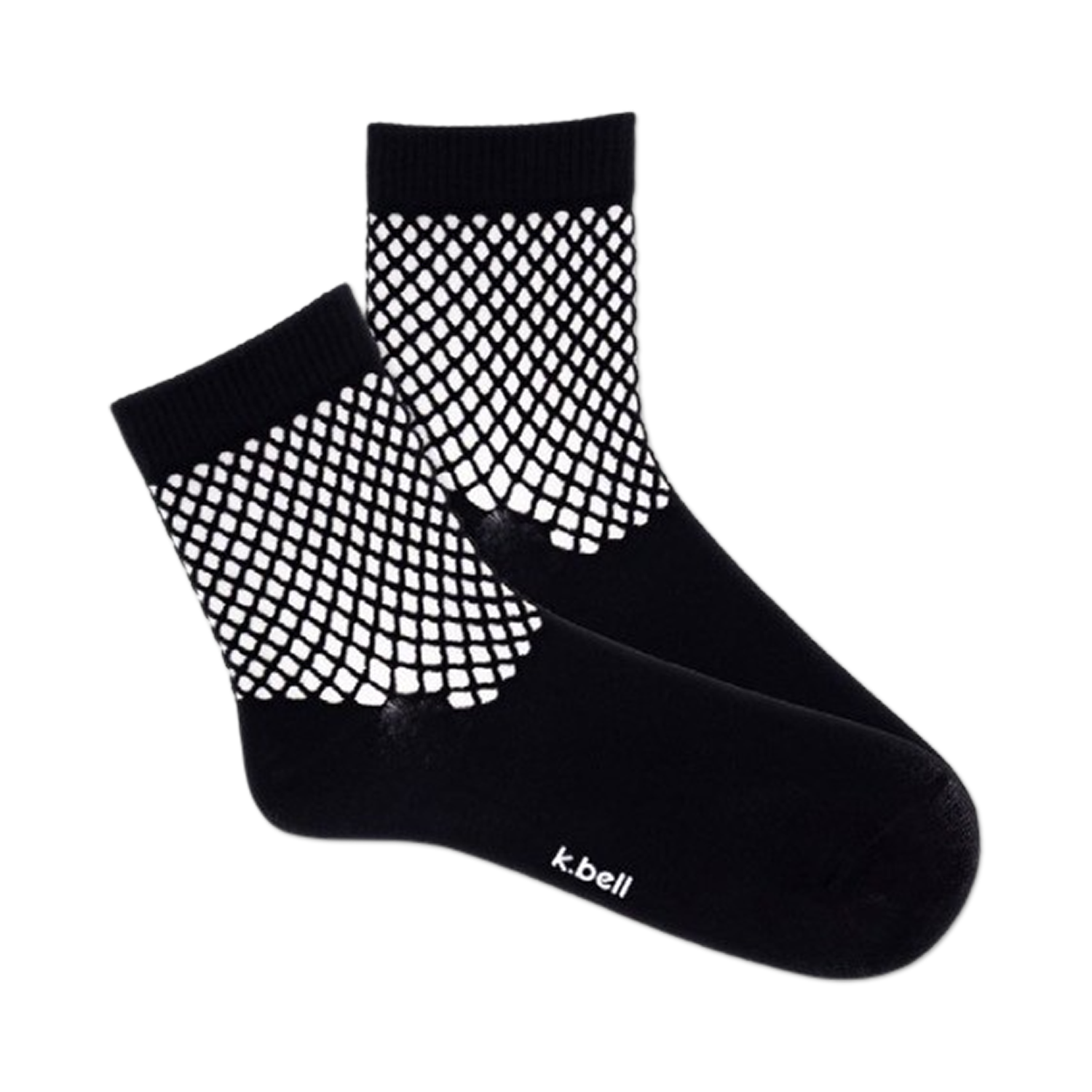 Lifestyle shot of model wearing dusty blue Net Quarter socks with white sneakers.