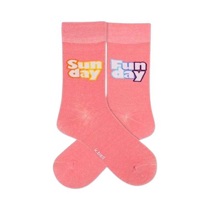 pink sunday funday crew socks with 