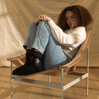 Lifestyle shot showing the socks worn casually with jeans.