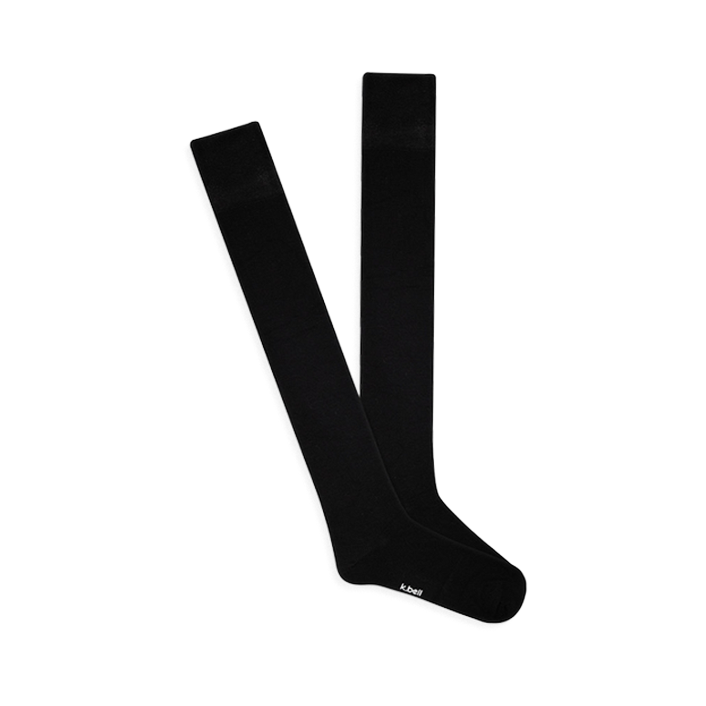 A pair of solid black knee-high socks, laid flat and slightly overlapping, showing the smooth Modal fabric and comfort top.