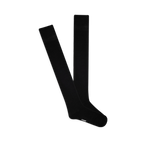A pair of solid black knee-high socks, laid flat and slightly overlapping, showing the smooth Modal fabric and comfort top.