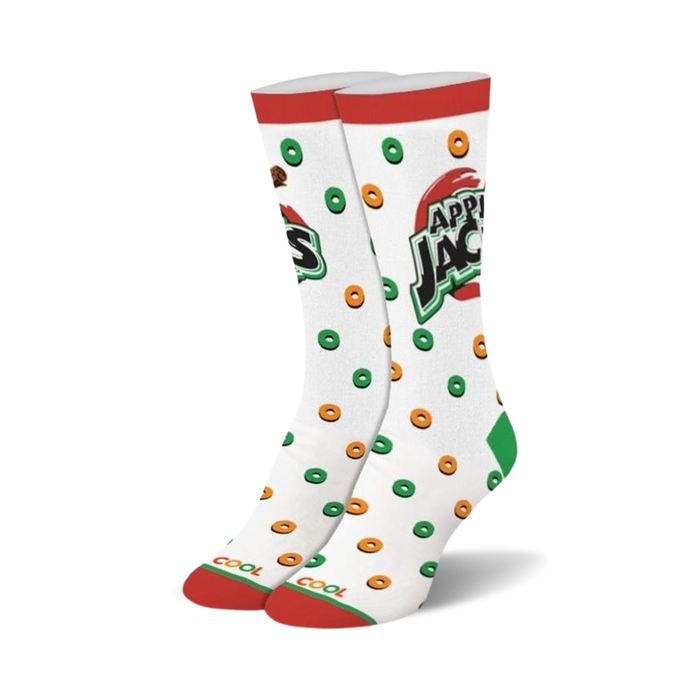 white crew socks with multicolored cereal pieces and 