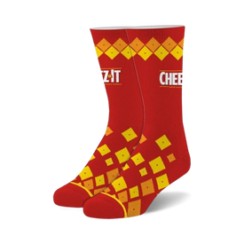cheez it kid's 7-10 cheez its themed  red novelty crew socks