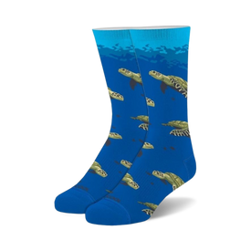 sea turtles animal themed mens & womens unisex blue novelty crew socks