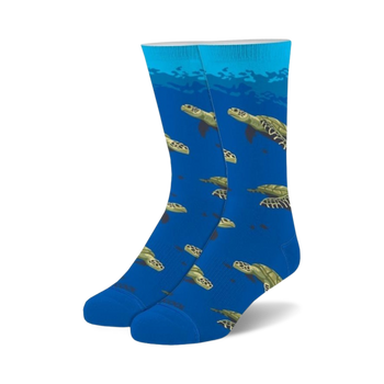 green sea turtle pattern crew socks for men and women.  