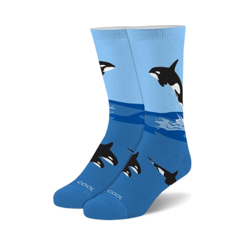 free willy whale themed mens & womens unisex blue novelty crew socks