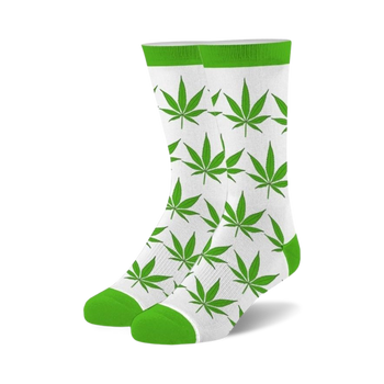 crew length socks with green leaf pattern. for men and women.   