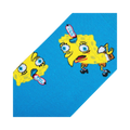 Close-up detail shot showcasing the vibrant colors and detailed print of Spongebob's distressed face.