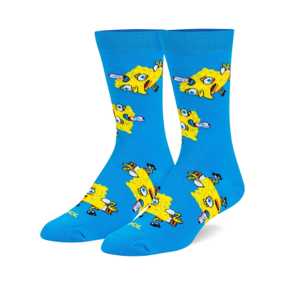 sponsponge chickpants fun design on blue trip cotton and nylon crew mix.  