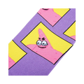 Close-up detail shot of the lavender and yellow sock design, highlighting Patrick Star's mischievous expression.