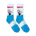 Product shot of a pair of Popeye socks, showing the full design from the front.