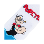 Close-up detail shot of the Popeye illustration on the sock's upper portion