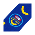 Close-up detail shot of the Kraft Macaroni & Cheese logo on the sock.