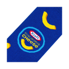 Close-up detail shot of the Kraft Macaroni & Cheese logo on the sock.
