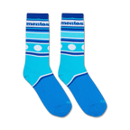 Flatlay showcasing a pair of Mentos Stripes socks, highlighting their vibrant colors and design.