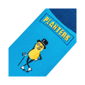 Close-up detail shot of a Planters Mr. Peanut sock, highlighting the character and logo.