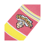 Close-up detail shot of the Warheads logo on the sock.
