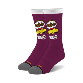 pringles bbq pringles themed mens & womens unisex purple novelty crew socks