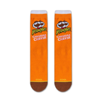Flatlay showcasing two Pringles Cheddar Cheese socks. Shows full sock design.