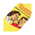 Close-up detail shot of the 'Amazingly Enough, I Don't Give A Shit' graphic on the yellow crew socks.