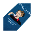 Close-up detail shot of the 'Sarcasm' socks, focusing on the retro illustration and text: 'Now Served All Day!'