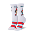 Lifestyle shot showing the 'Stubborn AF' socks on a model's feet.