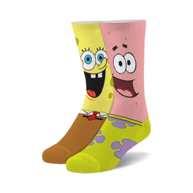 spongebob and patrick crew socks for men and women. comfy socks that will make you smile.   