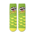 Close-up showing the fuzzy texture of the Pringles Sour Cream Fuzzy socks.