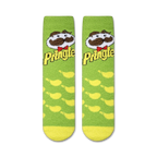 Close-up showing the fuzzy texture of the Pringles Sour Cream Fuzzy socks.