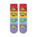 Close-up showing the fuzzy texture of the Teenage Mutant Ninja Turtles socks.  The detail shot highlights the soft material.