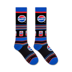 Flat lay product shot showcasing the Pepsi socks from above.