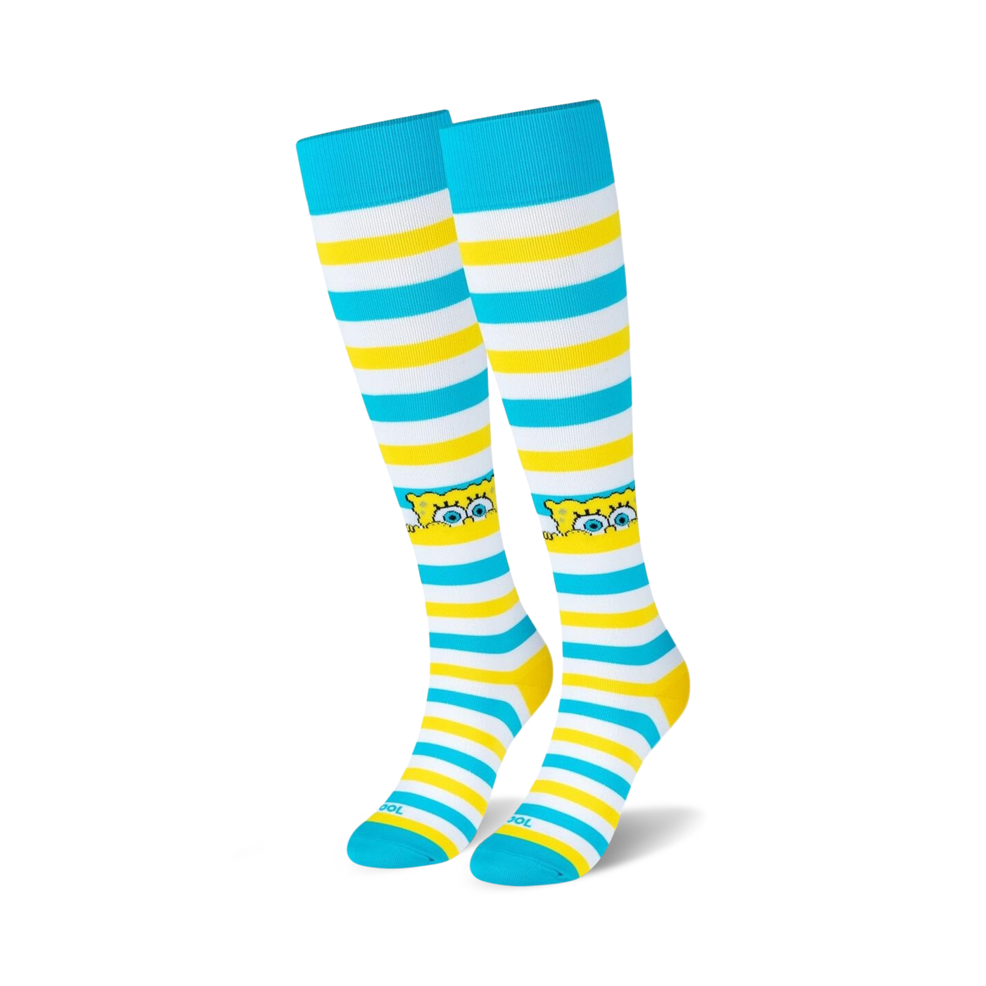 Close-up of the Spongebob design detail on the knee-high socks.