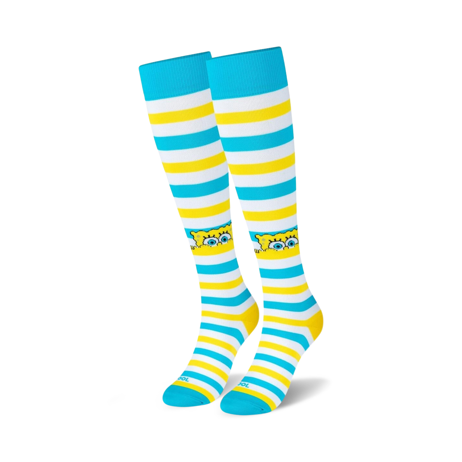 Close-up of the Spongebob design detail on the knee-high socks.