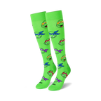 Close-up of the TMNT sock fabric showing the detail of the Turtle heads.