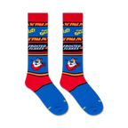 Flat lay product shot of Frosted Flakes Tony the Tiger socks; showcasing the design details.