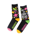 Lifestyle shot showing the socks on a person's feet, paired with denim jeans.
