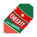 Close-up detail shot highlighting the Cheez-It White Cheddar logo and the sock's texture.