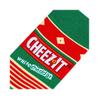 Close-up detail shot highlighting the Cheez-It White Cheddar logo and the sock's texture.