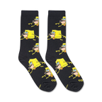 A flat lay image showing two Spongebob Prehistoric Bob socks.