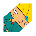Close-up detail shot of Arnold Shortman's face on the Hey Arnold! crew sock.