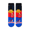 Close-up view of the Hey Arnold! Gerald socks, showcasing the vibrant colors and design details.