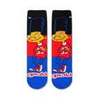 Close-up view of the Hey Arnold! Gerald socks, showcasing the vibrant colors and design details.