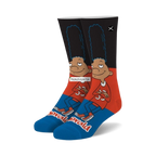 Pair of crew socks featuring Hey Arnold's Gerald; black, red, and blue with a detailed image of Gerald.
