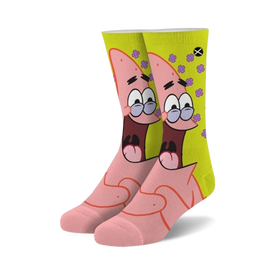 spongebob squarepants patrick spongebob squarepants themed mens & womens unisex pink novelty crew socks